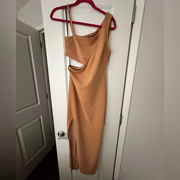 RACHEL Rachel Roy | Dresses | Rachel Rachel Roy Cutout One Shoulder Maxi  Gown Sandlewood Size Small | Poshmark